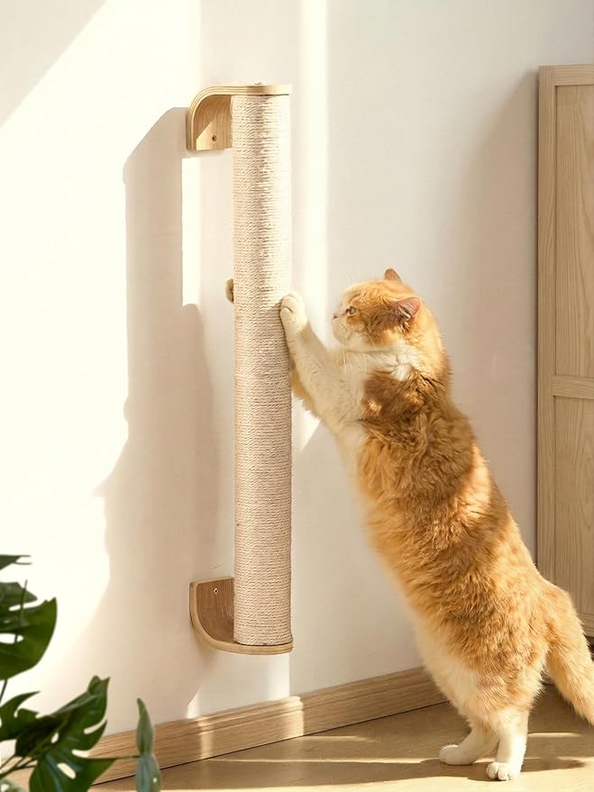 FUKUMARU Cat Wall Scratcher, 28" Kitten Scratching Post | Natural Sisal Pole, Wall Mounted Climbing Tree for Indoor Cats by FUKUMARU