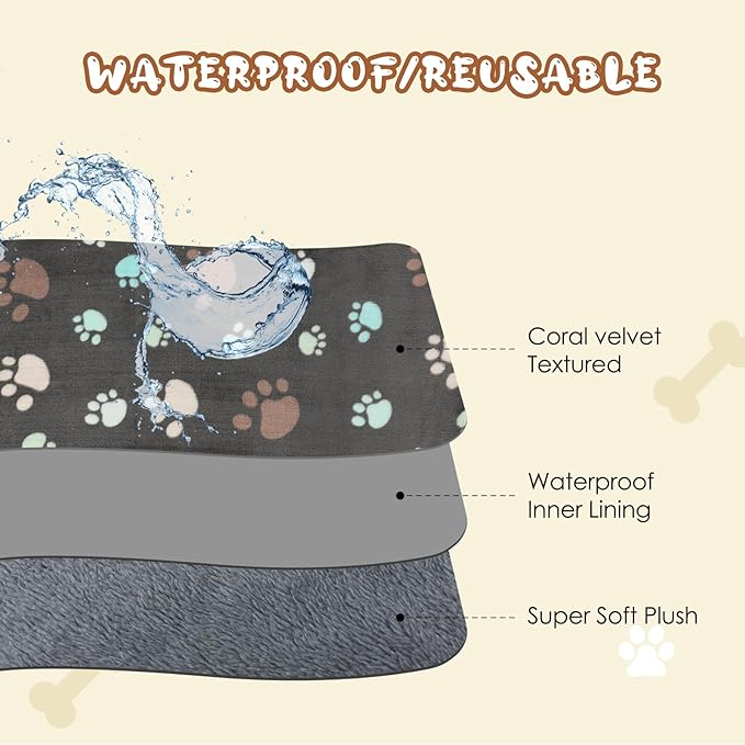 YUEPET 2 Pack Waterproof Dog Blankets, Puppy Blankets for Small Dogs & Cats | Waterproof Inner Layer, Bed Couch Sofa Protector, Soft Reversible Fleece, 30x20", Machine Washable, Gray Coffee - Image 5