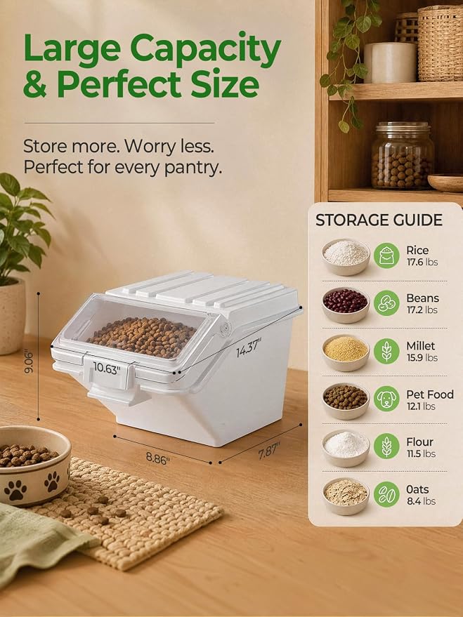 FOHERE 3 Pack Dog Food Storage Container, 40 Lbs Dog Food Bin with Scoop, Moisture Proof Dry Dog Food Container for Cat Treats, Rice, Flour & Baking Supplies, BPA Free - Image 6