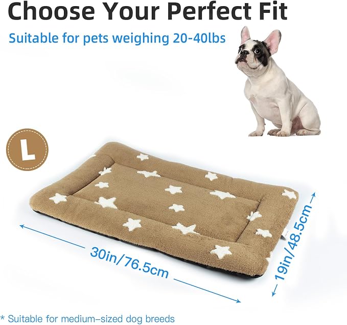 Mora Pets Dog Crate Pad Kennel Dog Bed Mat for Medium Dogs Washable Cute Star Pet Bed for Cage Ultra Soft Flat Puppy Cat Kitten Cushion for Sleeping Anti-Slip Brown 30 x 19 - Image 6