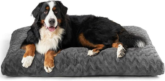 EHEYCIGA XXL Washable Dog Bed for Crate 47x29 Inch, Kennel Pad for Extra Large Dogs Up to 100 lbs, Plush and Comfy Pet Sleeping Mat, Charcoal by EHEYCIGA