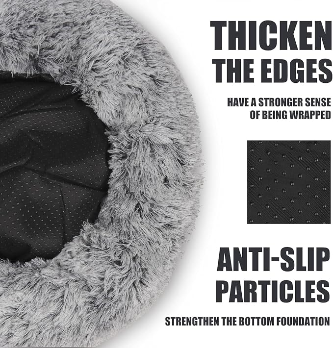 Keep Warm Lapcatz Nest Bed, Cat Bed Round Fluffy Hooded Cat Bed Cave, Anti-Slip Bottom and Machine Washable,Removable Washable Round Beds for Small Medium Pets (Coffee,70cm/27.5inch) - Image 5