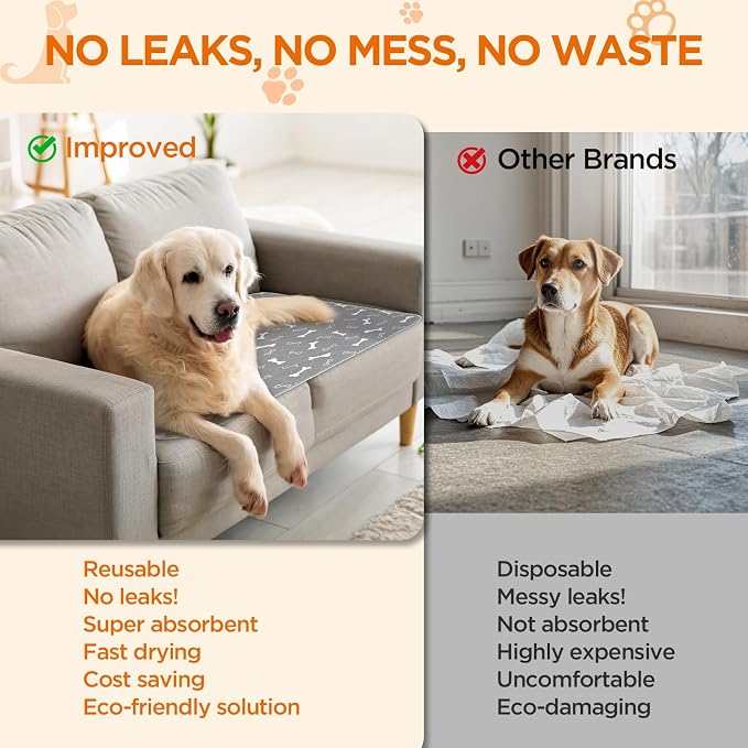 Washable Pee Pads for Dogs, Extra Large 2 Pack 36”x72” Dog Pee Pads Washable, Waterproof Puppy Pads Mat Reusable Fast Absorbent Dog Potty Training Pads, Whelping Pads for Playpen Crate - Image 6