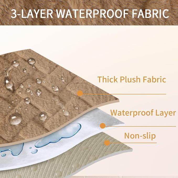 Waterproof Dog Bed Cover Non Slip Couch Cover for Dogs Washable Soft Faux Fur Sofa Cover Couch Covers for 3 Cushion Couch Sofa Pet Friendly (Dark Beige, 34x82（1pc）) - Image 5