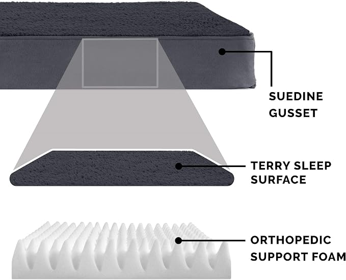 Furhaven Orthopedic Dog Bed for Large/Medium Dogs w/ Removable Washable Cover, For Dogs Up to 55 lbs - Terry & Suede Mattress - Gray, Large - Image 4