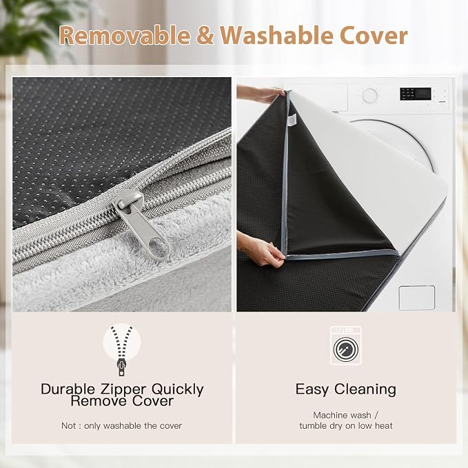WNPETHOME Orthopedic Waterproof XL Dog Bed for Crate Cozy Sleep | Extra Large Washable Dogs Bed with Removable Cover, Multi-Needle Quilting Dogs XL Crate Bed for Relax , Light Grey 41x27 Inch - Image 4