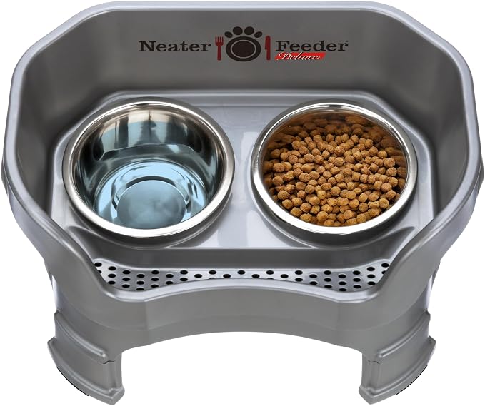 Neater Feeder Deluxe Mess-Proof Elevated Dog Bowls for Medium Dogs (19–40 lbs), 2 Height Adjustable (10” & 12.5”) No-Spill Raised Dog Bowl Stand, Stainless Steel Food Bowl Set, Made in USA, Gunmetal - Image 8