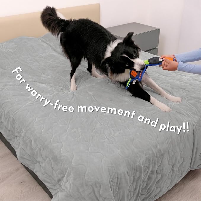 Paw Inspired Non-Slip Couch & Furniture Protector (Anti-Slip, Gray) | Waterproof, Washable Bed & Couch Cover for Dogs, Cats, and Pets, 80x90 Inch Size - Image 4