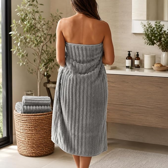 4 Piece Bath Towels, 30"x60" Microfiber Towels Set, Grey | Large Bathroom Towels, Soft Touch, Highly Absorbent, Quick Dry, Lint Free, Long-Lasting, Family Use, Guest Bath & Daily Use - Image 3