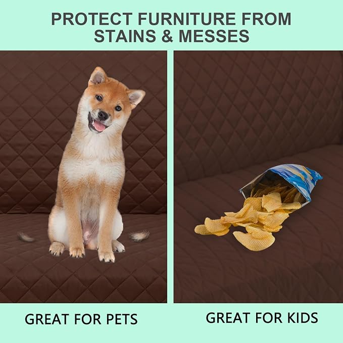 Reversible Oversized Sofa Covers, XL Sofa, Brown/Beige | Couch Cover Furniture Protector for Dogs Elastic Straps Water Repellent Furniture for 4 Cushion Couch - Image 5