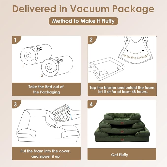 EHEYCIGA Orthopedic Dog Bed Medium Size Dog, Waterproof Washable Pet Beds | Non-Slip Bottom and Egg-Crate Memory Foam Dog Couch Bed with Washable Removable Cover, Dark Green - Image 7