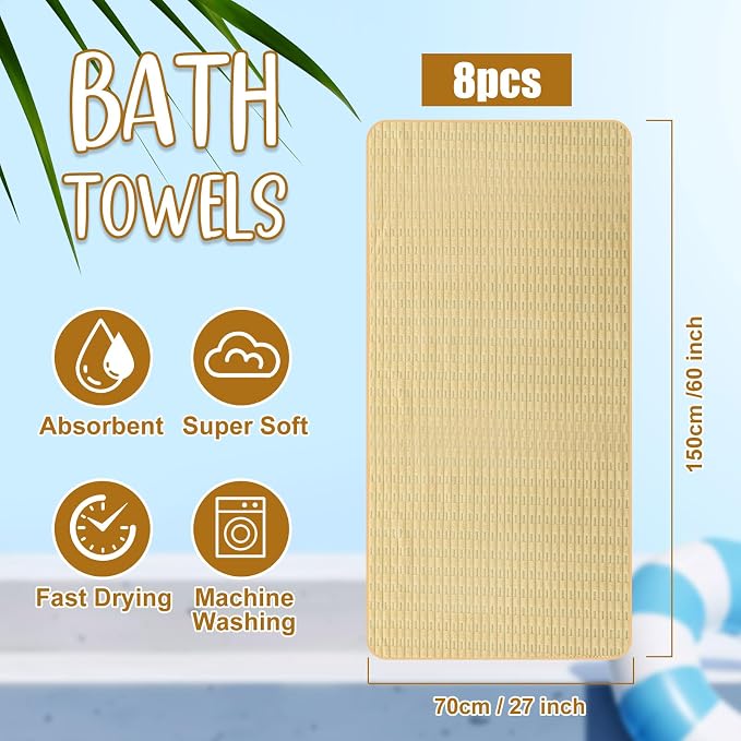 SmoothNovelty 8 Pack Microfiber Bath Towels Bulk 27'' x 60'' Oversized Bath Towel Highly Absorbent Extra Large Shower Sheets Soft Drying for Beach Pool Bathroom Salon Party(Pastel) - Image 2