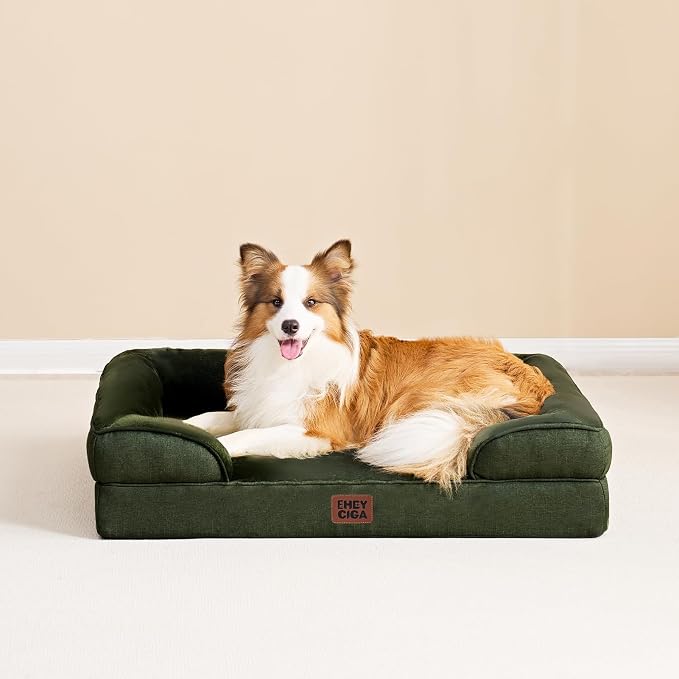EHEYCIGA Orthopedic Dog Beds Large Sized Dog, Waterproof Washable Pet Bed | Non-Slip Bottom and Egg-Crate Memory Foam XL Dog Couch Bed with Washable Removable Cover, Dark Green, 41Inch - Image 9