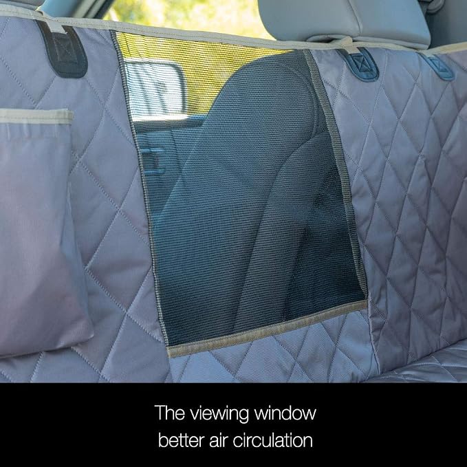 56" Wx60 L Dog Car Seat Cover for SUV & Truck, Heavy Duty 900D Waterproof Pet Hammock with Mesh Window, Odorless Scratchproof Backseat Protector for Large Dogs, Fit Model Y, F-150, RAV4 - Grey - Image 5