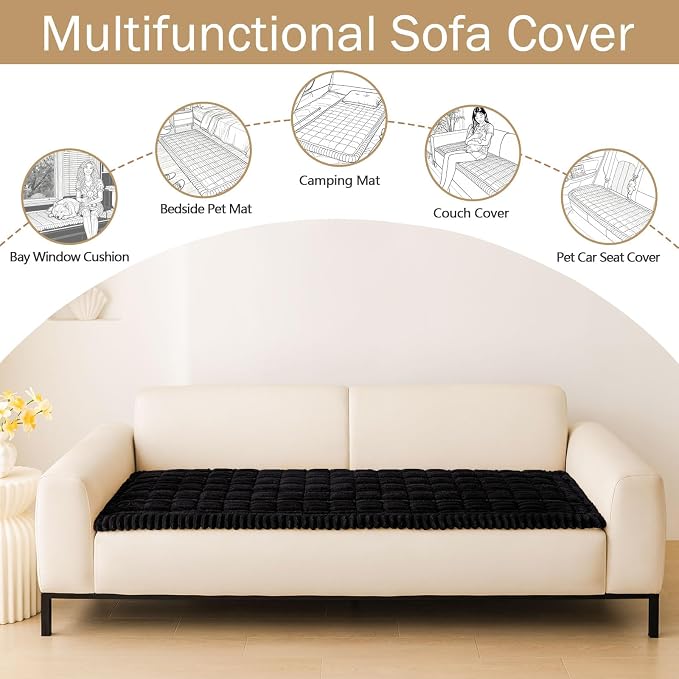 hyha Couch Cover for Dogs, Washable Non Slip Plush Flannel Sofa Protector | Thick Flannel, Silicone Anti-Slip Backing, Pet Hair & Scratch Protection, Fits Sofa & Loveseat (27.6" x 47") - Image 3