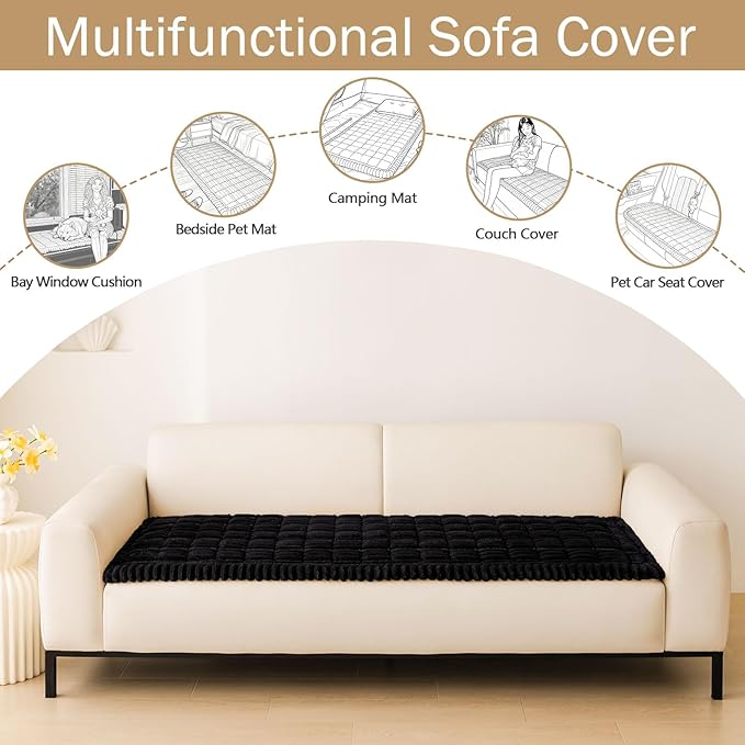 hyha Couch Cover for Dogs, Washable Non Slip Plush Flannel Sofa Protector | Thick Flannel, Silicone Anti-Slip Backing, Pet Hair & Scratch Protection, Fits Sofa & Loveseat (27.6" x 82.7") - Image 3