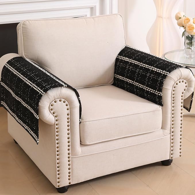 Waterproof Couch Cover for Dogs Washable,Chenille Pet Couch Covers for Sofa,Non-Slip Couch Covers for 3 Cushion Couch Sofa Pet Friendly (Black, 27 * 23.6（2pc）) - Image 2