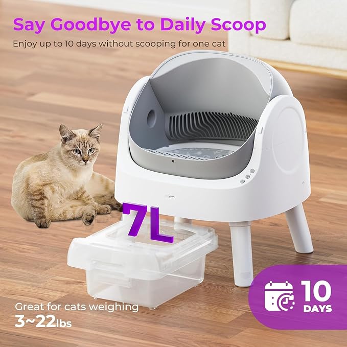 PetPivot Automatic Litter Box for Cats, Open-Top Design with Safety Sensors, Includes Liners and Litter Mat, Suitable for Multi-Cat Homes, Grey - Image 4