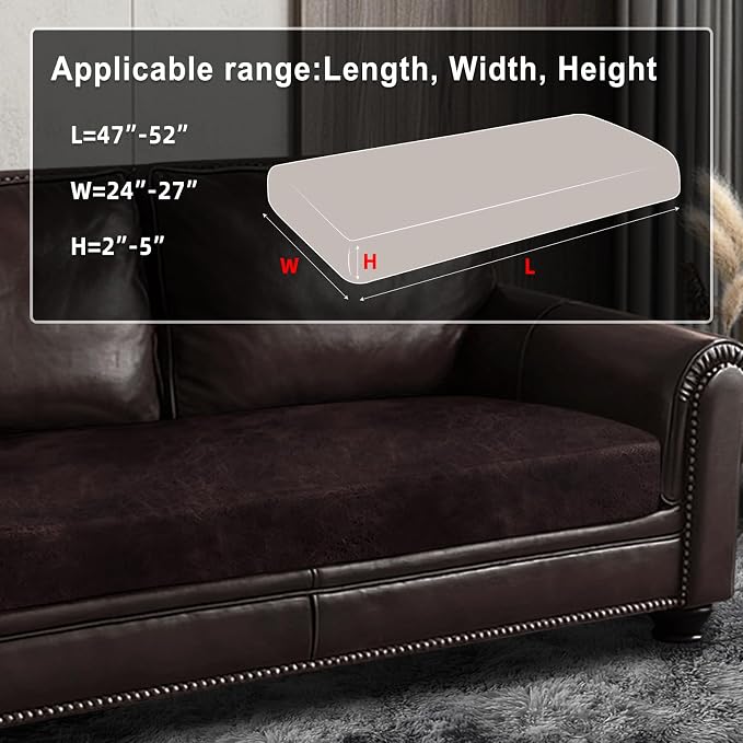 ANARACHON Leather Look Couch Cushion Covers Sofa Seat Slipcovers Sets Couches Furniture Protector for Sectional Armchair Loveseat Pets Kids Stretch Spandex Fabric (1 Cushion Loveseat, Chocolate) - Image 3