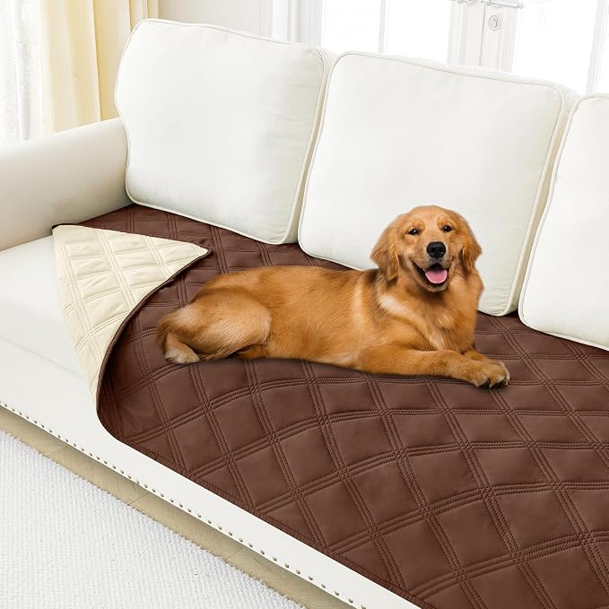 Smiry Waterproof Dog Bed Cover, Reversible Pet Blanket for Sofa Couch | Soft Washable Dog Blanket, Leakproof Couch Cover for Dogs Cats & Furniture Protection, 30x70, Brown/Beige by Smiry