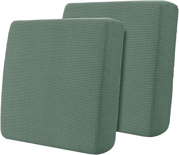 Hokway Stretch Couch Cushion Covers, 2 Piece Individual Sofa Cushion Slipcovers，Jacquard Sofa Seat Slipcover Set, Non-Slip Protector for Cushion (Celadon,Small-2PC) by Hokway