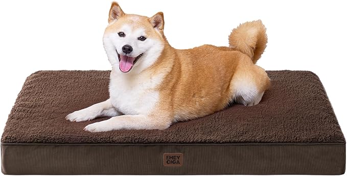 EHEYCIGA Orthopedic Dog Bed Large with Removable Washable Cover, 36IN Brown | Egg Crate Foam Support, Durable Oxford fabric, Non-Slip Bottom, Machine Washable, Soft Waterproof Plush Pet Bed Mat For Crate by EHEYCIGA