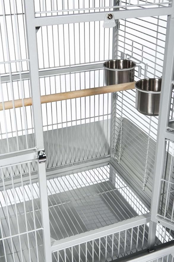 Prevue Pet Products Wrought Iron Select Bird Cage - Large Steel Cage with Rolling Stand and Seed Guards, Durable Design, Ideal for Conures and Medium Birds - Pewter Hammertone - Image 4