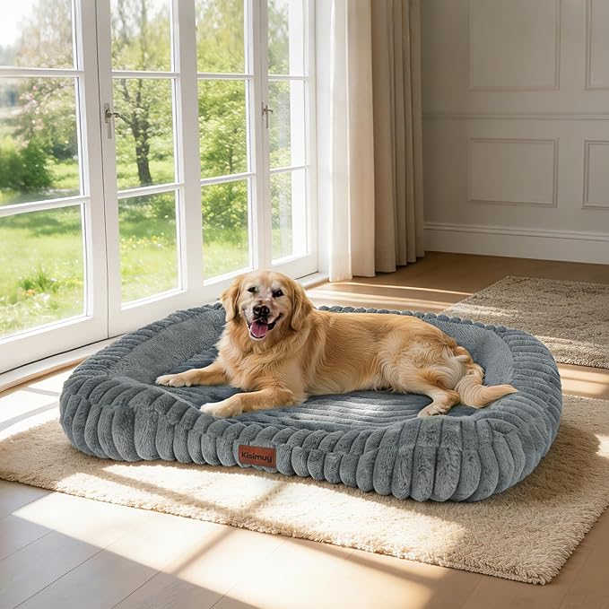 Orthopedic Dog Bed, Memory Foam Bolster Bed for Small Dogs | 43L x 31W x 5.5H, Bolster Sides Design, Washable Cover, Orthopedic Support Structure, Non-Slip Bottom, XXL Dog Bed, Grey by Unknown