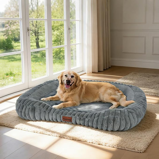 Orthopedic Dog Bed, Memory Foam Bolster Bed for Small Dogs | 43L x 31W x 5.5H, Bolster Sides Design, Washable Cover, Orthopedic Support Structure, Non-Slip Bottom, XXL Dog Bed, Grey by Unknown