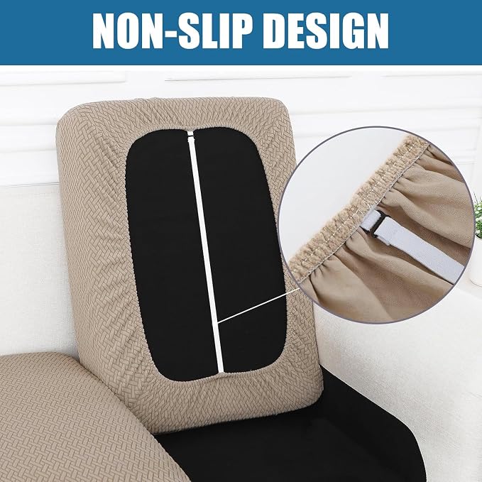 Smiry Waterproof Couch Cushion Covers, Non Slip Seat Cushion Covers | Stretch Jacquard Sectional Sofa Slipcover, Washable Elastic Furniture Protector for Pets, Kid, Large, Camel - Image 3
