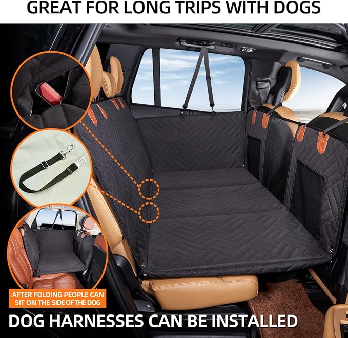 YJGF Hard Bottom Dog Car Seat Cover for Back Seat,Seat Extender for Dogs | Strong Support,More Rest Space,Waterproof, Scratch Resistant,Car Seat Protector,Dog Hammock for Car/SUV/Small Truck - Image 3