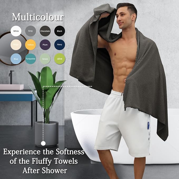 Extra Large Bath Towels Set 35x70 Inches - Dark Coffee Luxury 600 GSM Oversized Bath Sheet Towel,Ultra Soft Microfiber - Quick Dry,Highly Absorbent Shower Towels Spa Hotel Bathroom Towel Set (4-Pack) - Image 5