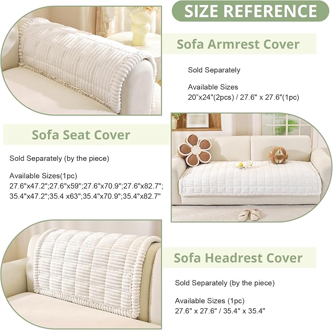 OstepDecor Couch Cover for Dogs, Washable Non Slip Sofa Cover for Pets, Soft Couch Covers for Sofa, Loveseat and Sectional, Furniture Protector Against Pet Hair & Scratches (35.4" x 82.7", White) - Image 3