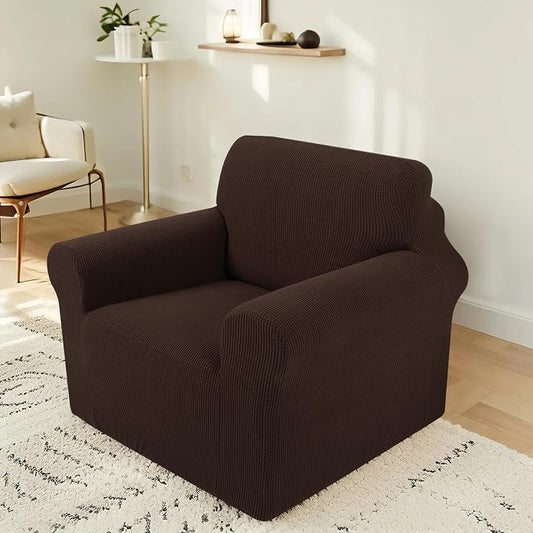 Stretch Recliner Chair Cover for Armchair, Small, Chocolate | Chair Covers For Living Room, Furniture Protector With Non Skid Foam, Elastic Bottom, Slipcovers For Kids, Dogs by LuxshareHome