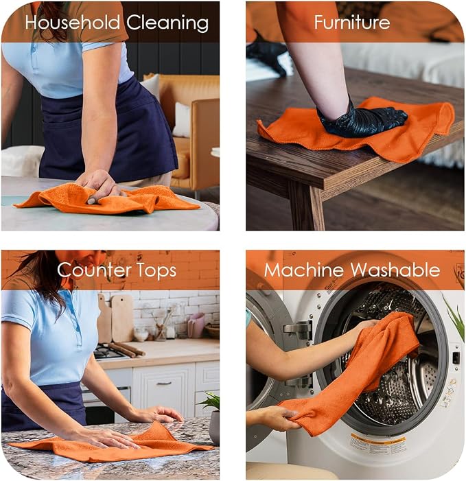 Avalon Towels Microfiber Cleaning Cloths (Value Pack of 48) - Size 16 x 16 Inches, Highly Absorbent Cleaning Rags, Lint Free, Reusable and Washable, Microfiber Towels for Cars - Image 4