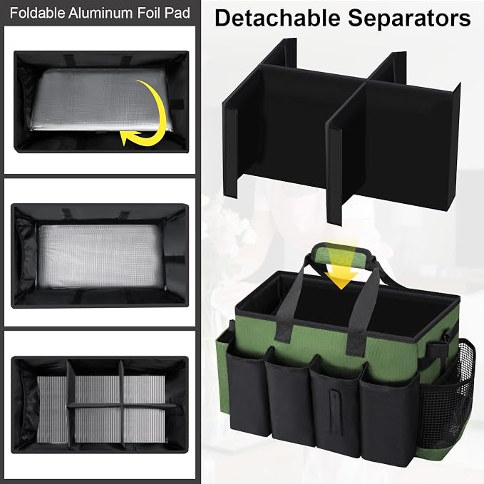 Wearable Large Cleaning Caddy Bag for Housekeeper, Clean Supply Organizer with Adjustable Shoulder, Waist & Handle Straps, Detailing Bag for Kitchen Supplies (Green) - Image 4