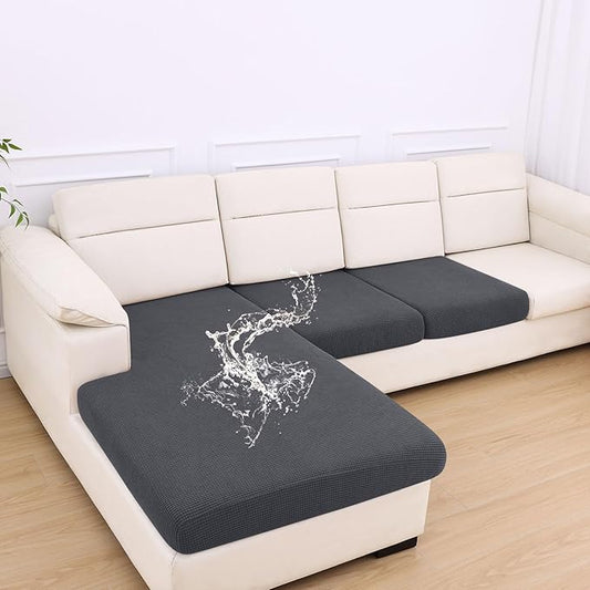 hyha Waterproof Couch Cushion Covers for Pets, Non Slip Sofa Seat Cover | Stretch Jacquard Fabric, Elastic Bottom, Non Slip Fit, Waterproof Protection, Pet Hair Protection (1 Chaise+2 Seater) by hyha
