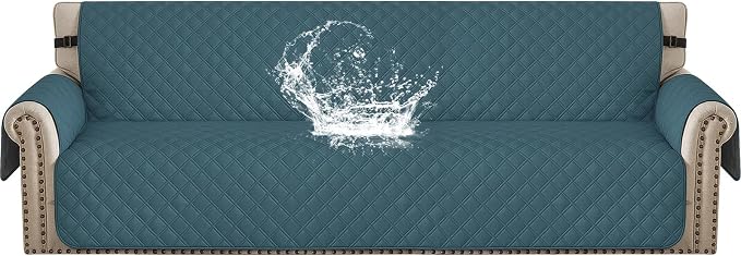 Waterproof Couch Cover for Pets Large, Sofa Covers for 3 Cushion Couch Washable, Non Slip Couch Covers for Dogs with Side Pockets, Quilted Couch Covers (Oversized Sofa, Dark Green) by CYCMACOHOME