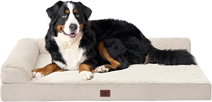 EHEYCIGA XXL Dog Bed Memory Foam, Orthopedic Giant Dog Bed Jumbo with Washable Removable Cover, Waterproof Pet Sofa Couch with Nonskid Bottom, 48x35x7.5, Beige by EHEYCIGA