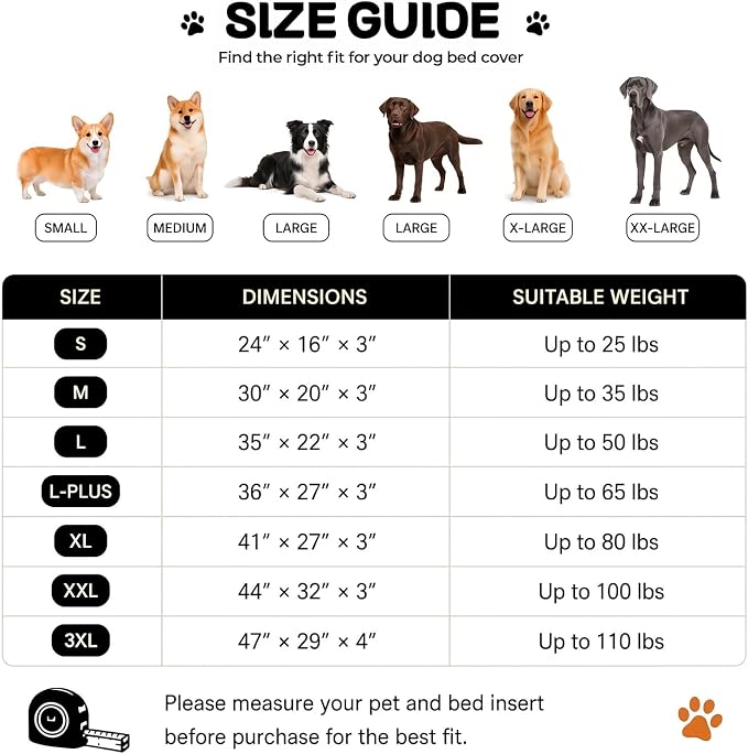 Dog Bed Covers Replacement Washable, Soft Removable Cover Zippered for Pets | Extra Large Waterproof Pet Bed Cover, Easy to Clean, Soft Plush Dog Bed Sheets 44x32x3 Inch, Replacement Cover Only - Image 6