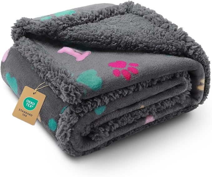 Luciphia Waterproof Pet Blankets for Couch Sofa Bed Cover Cat Liquid Pee Proof Washable Soft Fluffy Large Dog Blanket Reversible Furniture Protection Puppy Grey Bone Thicken Small（40" x 28"） | Soft Print Pet Blanket Washable Pee Proof, Furniture Protec... by luciphia