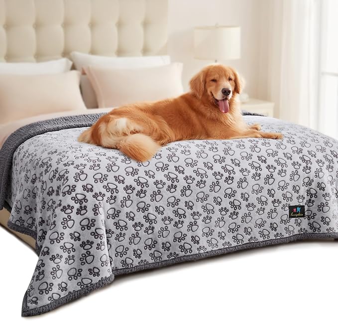 Luciphia Waterproof Pet Blankets for Couch Sofa Bed Cover Liquid Pee Proof Washable Soft Fluffy Large Dog Blanket Reversible Furniture Protection Paw Grey X-Large（85" x 57"） | Soft Print Pet Blanket Washable Pee Proof, Furniture Protector for Couch Sof... by luciphia