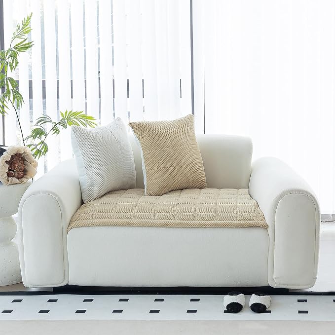 Sofa Couch Cover, Sofa Covers Washable for Dogs, Non-Slip Couch Covers for Sectional Sofa, Sofa Slipcovers for All Seasons Furniture Protector for L Shaped(Light Brown, 27"x 27") by MDSASFD