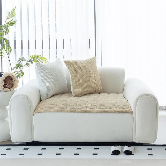 Sofa Couch Cover, Sofa Covers Washable for Dogs, Non-Slip Couch Covers for Sectional Sofa, Sofa Slipcovers for All Seasons Furniture Protector for L Shaped(Light Brown, 27"x 27") by MDSASFD