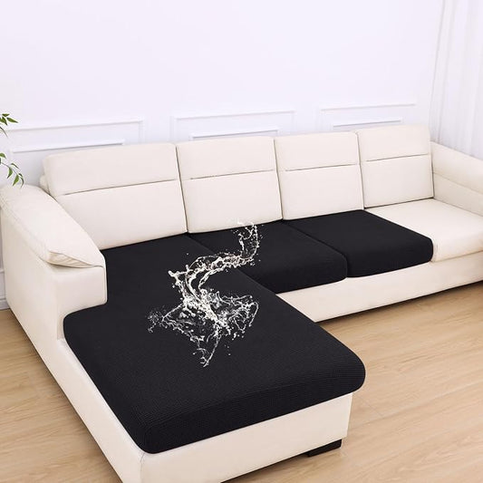 hyha Waterproof Couch Cushion Covers for Pets, Non Slip Sofa Seat Cover | Stretch Jacquard Fabric, Elastic Bottom, Non Slip Fit, Waterproof Protection, Pet Hair Protection (1 Chaise+2 Seater) by hyha