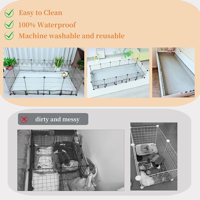 DZWLKJ Guinea Pig Cage Liner Tarp Bottom Waterproof and Washable Base Also for Rabbits, Bunny, Chinchesillas, Hedgehog, Ferrets and Other Small Animals(36x60 inches) - Image 3