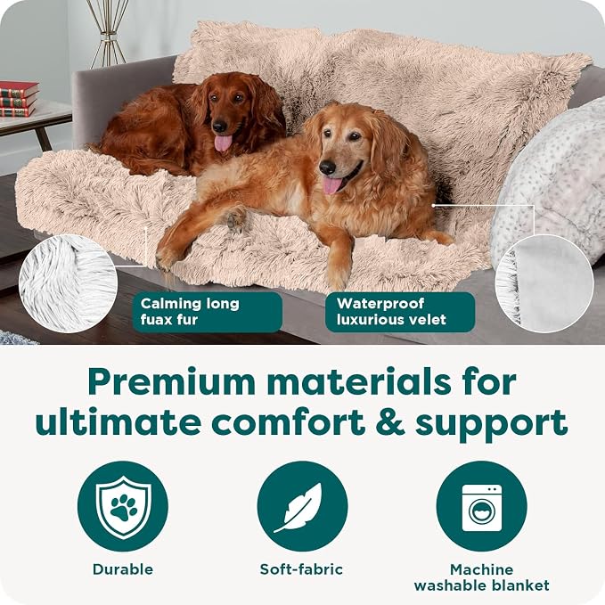 Furhaven Waterproof Throw Blanket for Dogs & Indoor Cats, Reversible Protective Pet Blanket, Extra Large, Long Faux Fur & Velvet, Taupe - Image 7