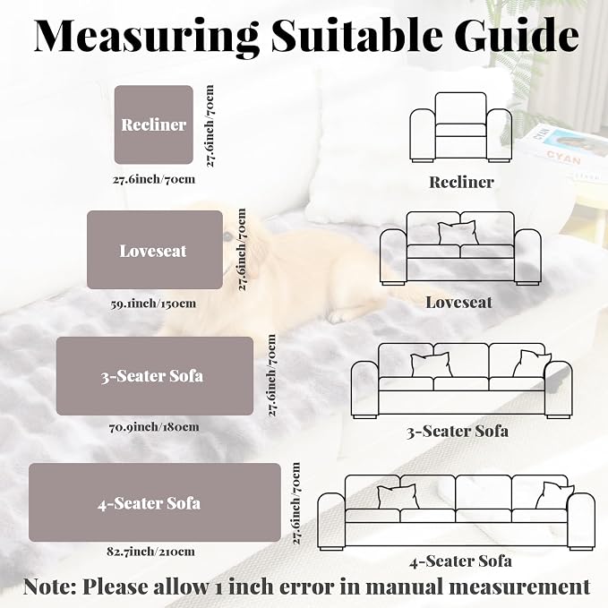 Pet Couch Cover Sofa Washable - Dog Couch Protector Covers Non-Slip Soft Fuzzy Plush Sofa Slipcovers, Pet Friendly Dog Mat for Furniture Couches, Car, Recliner, Gery, 27.6"x27.6" - Image 5