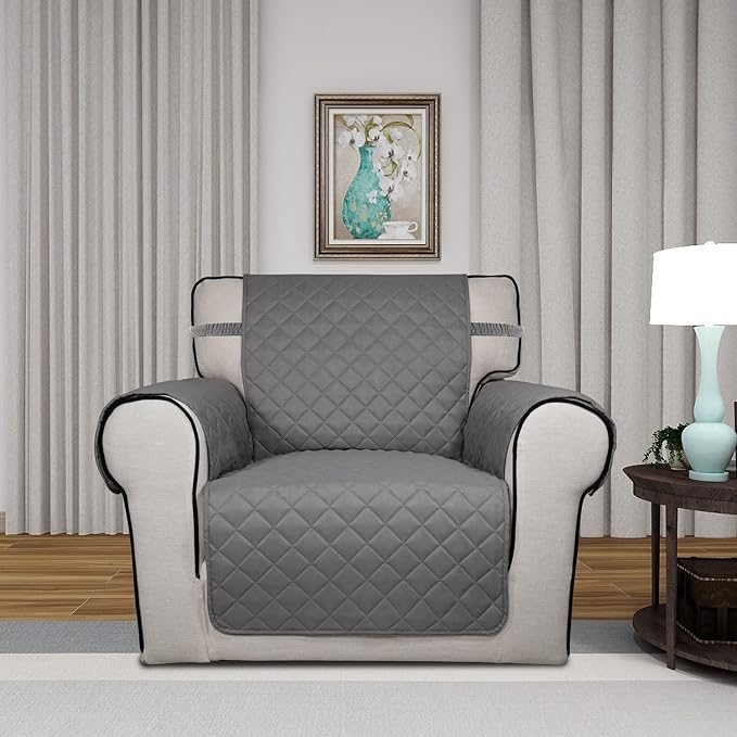 PureFit Reversible Chair Sofa Cover Dog Couch Covers for Sofa, 25.5 in | Gray/Gray, Water Resistant Couch Protector, Washable Pet Couch Cover with Non Slip and Elastic Straps For Kids - Image 2