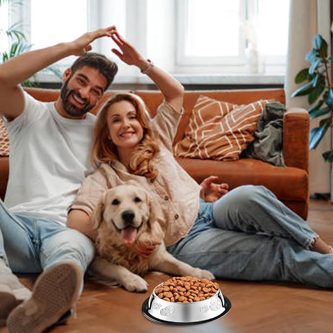 10 Pcs Stainless Steel Dog Bowl Pet Feeding Bowl with Rubber Base Non-Slip Pet Dishes Metal Dog Bowls Pet Food and Water Bowls for Small Medium Animals Kitten Rabbit (30 oz) - Image 3